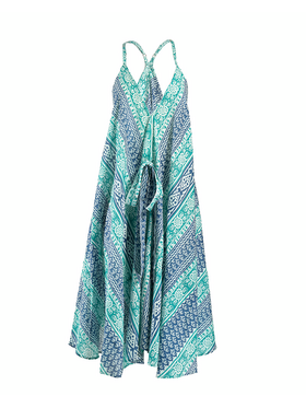 Ble Φορεμα Μακρυ Αμανικο Μπλε/πρασινο one Size (100% Cotton)