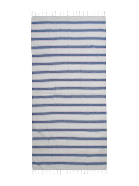 Ble Πετσετα Pestemal σε Λευκο/μπλε Χρωμα με Ριγες 90x180 (100% Cotton)
