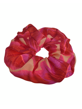 Ble Scrunchie Φουξ/κοκκινο με Φυλλα Φ8χ2