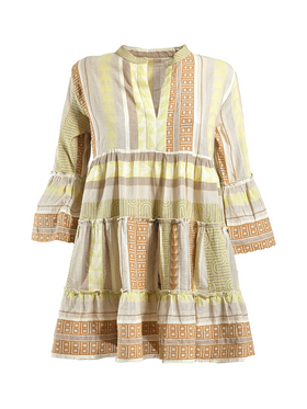 Φορεμα/καφτανι Κοντο Μπεζ/γκρι/κιτρινο one Size(100% Cotton)