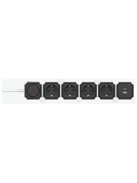 Πολυπριζο 4 Θεσεων και 2 usb (Type a & c) Σπαστο  με Καλωδιο και Διακοπτη 3x1,5mm 2m με Προστασια Επαφων