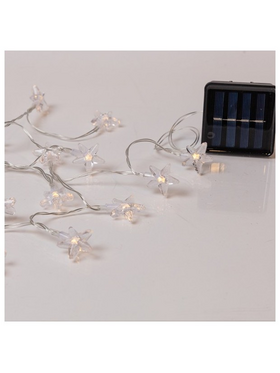 Σειρα, 60 led 5mm, Αστερια Πλαστικα, Ηλιακο Συλλεκτη με Αισθητηρα Φωτος, 8 Προγραμματα, Διαφανο pvc Καλωδιο, Θερμο Λευκο Led, ανα 10cm, Προεκταση Παροχης 60cm, Ip44