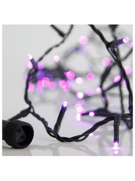 Σειρα, 100 led 3mm, 31v, Επεκταση εωσ 3, με Μετασχηματιστη, Προεκταση Παροχης 300cm, Πρασινο Καλωδιο, μωβ Led, ανα 5cm, Ιρ44