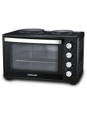 Ηλεκτρικο Φουρνακι Μαυρο 3300w 38lt με 2 Εστιες και Χρονοδιακοπτη 90λ