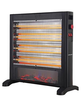 Θερμαστρα Χαλαζια 2400w Μαυρη με Θερμοστατη και εφε Φλογας