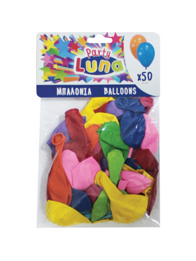 Μπαλόνια Luna Διάφορα Χρώματα 24 εκ. 50 Τμχ.