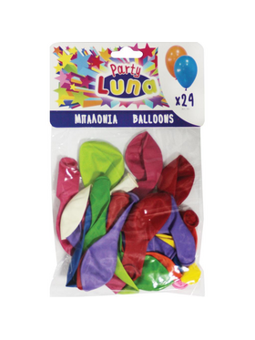 Μπαλόνια Luna Πολύχρωμα 24 εκ. 24 Τμχ.