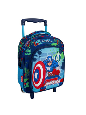 Σχολική Τσάντα Τρόλεϊ Νηπίου Avengers Captain America Must 2 Θήκες