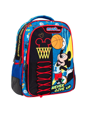 Σχολική Τσάντα Πλάτης Δημοτικού Disney Mickey Mouse Never Give up Must 3 Θήκες
