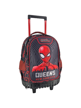 Σχολική Τσάντα Τρόλεϊ Δημοτικού Spider - man Queens new York City Must 3 Θήκες