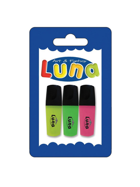 Μαρκαδόροι Mini Υπογράμμισης Luna 3 Χρώματα (Κίτρινο, Πράσινο, Ροζ)
