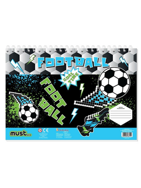 Μπλοκ Ζωγραφικής Must Best Press Start - Football 23x33 40 Φύλλα με Αυτοκόλλητα-Στένσιλ- 2 Σελ. Χρωμ