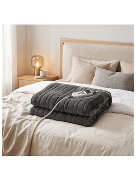 Ηλεκτρικη Κουβερτα Fleece Γκρι 1,80χ1,30m, 10 Ρυθμισεις Θερμοκρασιας, led Οθονη, Χρονοδιακοπτης 1-9ω, Πλενομενη, 130w