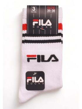 Κάλτσες Fila Unisex Unique Lifestyle 3 τεμάχια Λευκό