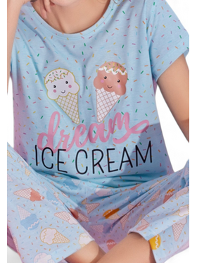 Πιτζάμα γυναικεία μακρύ παντελόνι PijaMood Ice Cream Blue Σιελ