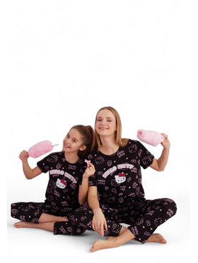 Πιτζάμα γυναικεία με μακρύ παντελόνι Hello Kitty Sweet Dreams Μαύρο