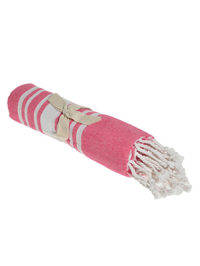 Ble Πετσετα Pestemal Ροζ/λευκο με Ριγες 90χ170 (100% Cotton)