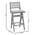 Σκαμπό bar Winslow Pakoworld Ξύλο Rubberwood Μαύρο-pvc Rattan Φυσικό-Ύφασμα Γκρι 44.5x46x98εκ