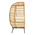 Πολυθρόνα Frox Pakoworld Wicker Rattan Φυσικό-Μεταλλικό Φυσικό-Μαύρο Πόδι-Μπεζ Μαξιλάρι 96x76x145εκ