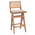 Σκαμπό bar Winslow Pakoworld Ξύλο Rubberwood Ανοικτό Καρυδί-pvc Rattan Φυσικό-Ύφασμα Γκρι 44.5x46x98εκ
