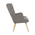 Πολυθρόνα Fluffy Pakoworld Ύφασμα Γκρι-Πόδι Rubberwood Φυσικό 75x69x96εκ