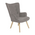Πολυθρόνα Fluffy Pakoworld Ύφασμα Γκρι-Πόδι Rubberwood Φυσικό 75x69x96εκ