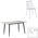 Τραπεζαρία Aurora i-Gustas Pakoworld σετ 5τεμ Sintered Stone-Μαύρο-Λευκό 120x60x75εκ