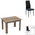 Τραπεζαρία Manka-Parker Pakoworld σετ 5τεμ mdf σε Μαύρη-Sonoma Truffle Απόχρωση 110x80x77εκ