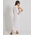 Ble Φορεμα Μακρυ Αμανικο σε Λευκο Χρωμα με Κεντημα one Size (100% Cotton)