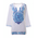 Ble Καφτανι/tunic Λευκο με Αναγλυφα Μπλε Σχεδια one Size (100 % Cotton)