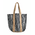 Τσάντα δερματινη μαύρη με ασημί λεπτομέρειες και ψάθινα χερούλια BLE 5-42-099-0019