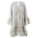 Ble Φορεμα Κοντο Μακρυμανικο Γκρι Ανοιχτο με Χρυσο Κεντημα Ψαροκοκκαλο m/l (60%cotton,40%linen)