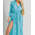Ble Ολοσωμη Φορμα Μακρυ σε Γαλαζιο Χρωμα με Γεωμετρικα Σχεδια one Size  (100% Crepe)