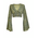 Ble Τοπ/μπλουζακι με Μακρυ Μανικι σε Λαδι Χρωμα με Γεωμετρικα Σχεδια one Size  (100% Crepe)