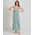 Ble Φορεμα Αμανικο σε Τυρκουαζ/μπεζ/γκρι Χρωμα με Χρυσες Λεπτομερειες one Size (100% Crepe) .