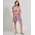 Ble Φορεμα Αμανικο Λευκο/ροζ με Σχεδια one Size (100% Linen)