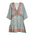 Ble Φορεμα Εκρου/χακι/πορτοκαλι με Σχεδια m/l (28%silk /72% Crepe)