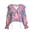 Ble Μπλουζα με Μακρυ Μανικι Λευκο/ροζ με Σχεδια one Size (100% Linen)