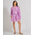 Ble Φορεμα Κοντο με Μακρυ Μανικι μωβ με Λουλουδια one Size ( 100%linen)
