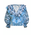 Ble Μπλουζα με Μακρυ Μανικι και Βολαν Λευκο Μπλε με Σχεδια one Size ( 100%linen)
