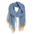 Ble Φουλαρι/παρεο Μπλε Εκρου με Σχεδια και Μουσταρδι Κροσσια 100χ180 (100% Cotton)