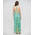 Ble Φορεμα Μακρυ Εξωπλατο Τυρκουαζ/πρασινο με Φυλλα και Χρυσες Λεπτομερειες one Size(100% Crepe)