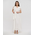 Ble Φορεμα Μακρυ Αμανικο Κiπουρ σε Λευκο Χρωμα με Ζωνακι ι  και Βολαν one Size(100% Cotton)