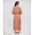 Ble Φορεμα Μακρυ Κρουαζε σε Μπεζ/πορτοκαλι Χρωμα με Σχεδια one Size (28%silk / 72%crepe)
