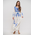 Ble Φορεμα Μακρy me Μακρυ Maniki σε Λευκο Χρωμα με Μπλε Κεντηματα one Size (100% Cotton)