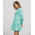 Ble Φορεμα Κοντο με Κουμπια και Μακρυ Μανικι σε Πρασινο Χρωμα one Size(100% Cotton)