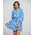Ble Φορεμα Κοντο με Μακρυ Μανικι και Ζωνη σε Μπλε/λευκο Χρωμα one Size(100% Rayon)
