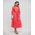 Ble Φορεμα Μακρυ με 3/4 Μανικι και Ζωνη σε Ροζ/πορτοκαλι Χρωμα one Size(100% Rayon)