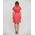 Ble Φορεμα Κοντο με Κοντο Μανικι και Ζωνη σε Ροζ/πορτοκαλι Χρωμα one Size(100% Rayon)