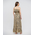 Ble Φορεμα Μακρυ Amaniko Κρουαζε Μπεζ-Μαυρο ''ζεβρε'' με Ασημι/χρυσες Λεπτομερειες one Size(100% Crepe)